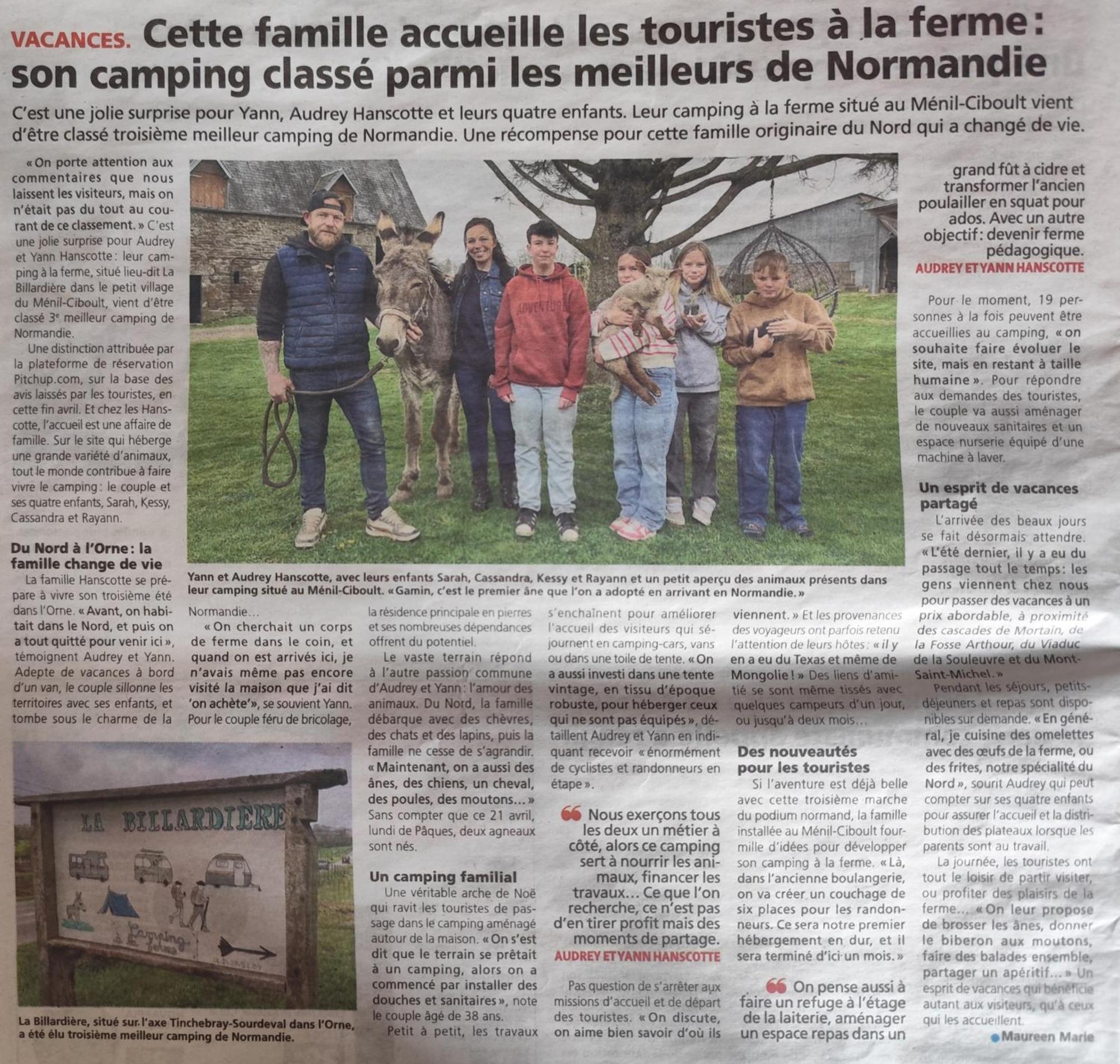 La Billardiere Camping A La Ferme Le Menil-Ciboult Exterior foto